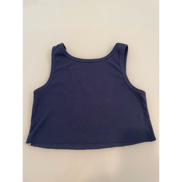 Dazy Cropped Hawaii Tank Top Size Small Blue Polyester/Viscose Blend - Picture 3 of 4